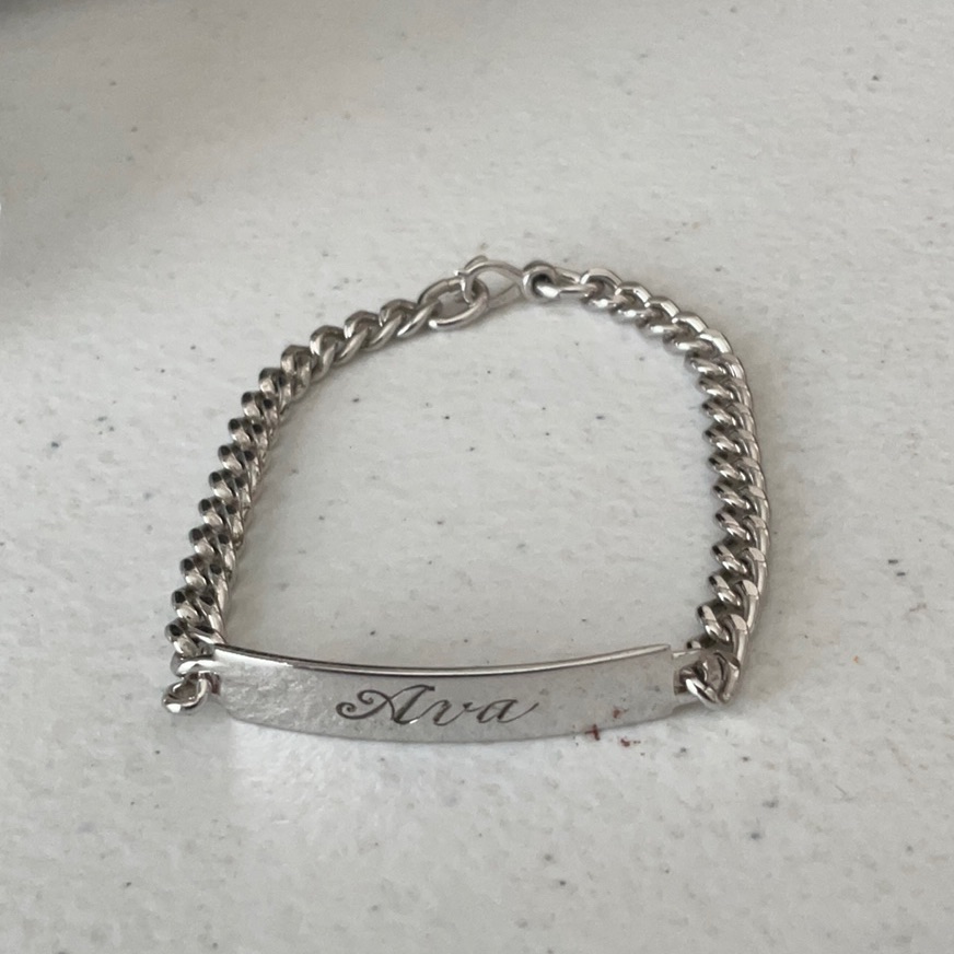 Silver Bracelet With Engraved Plate